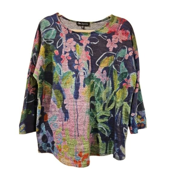 Claire Desjardins Top Women Large Artsy Art To Wear Tunic Lagenlook Boho Raglan - Picture 1 of 7
